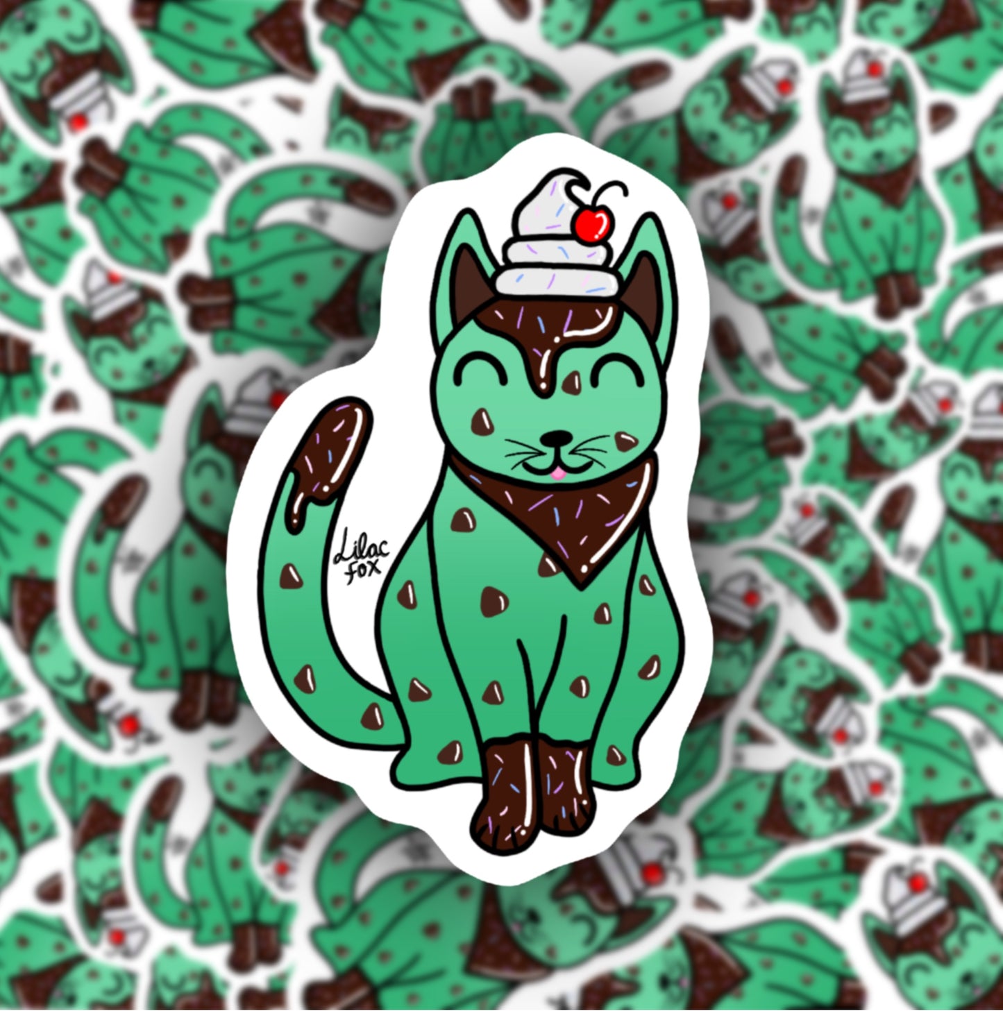 Mint Chip Cat - Mini Sticker