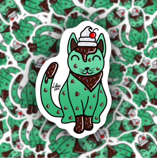 Mint Chip Cat - Mini Sticker